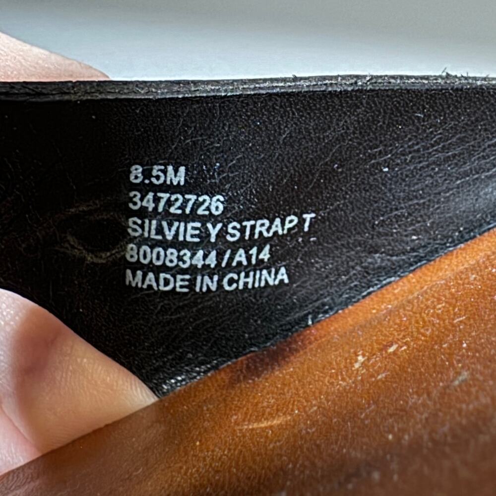 Frye Black and Brown Leather Block Heel Sandals - Picture 9 of 13